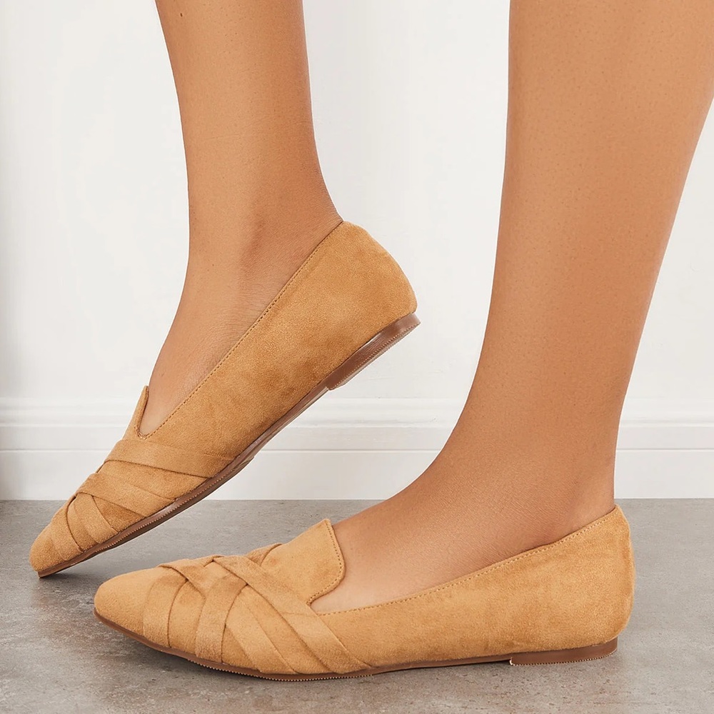 PIEPIEBUY pointed toe Elegant Tan Women's Loafers